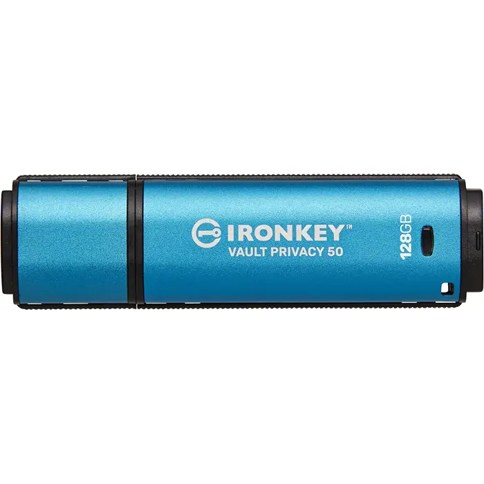 Kingston IronKey Vault Privacy 50 128 GB, USB stick (light blue/black, USB-A 3.2 Gen 1)