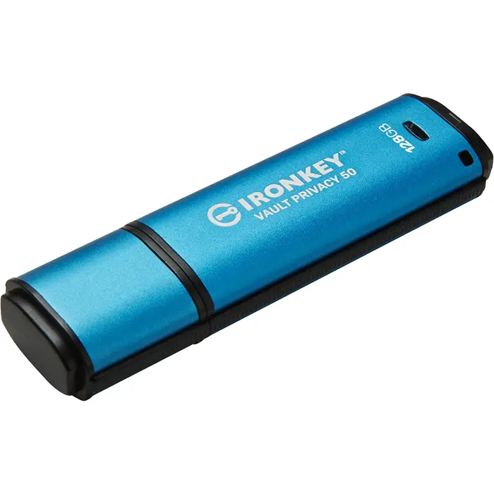 Kingston IronKey Vault Privacy 50 128 GB, USB stick (light blue/black, USB-A 3.2 Gen 1)