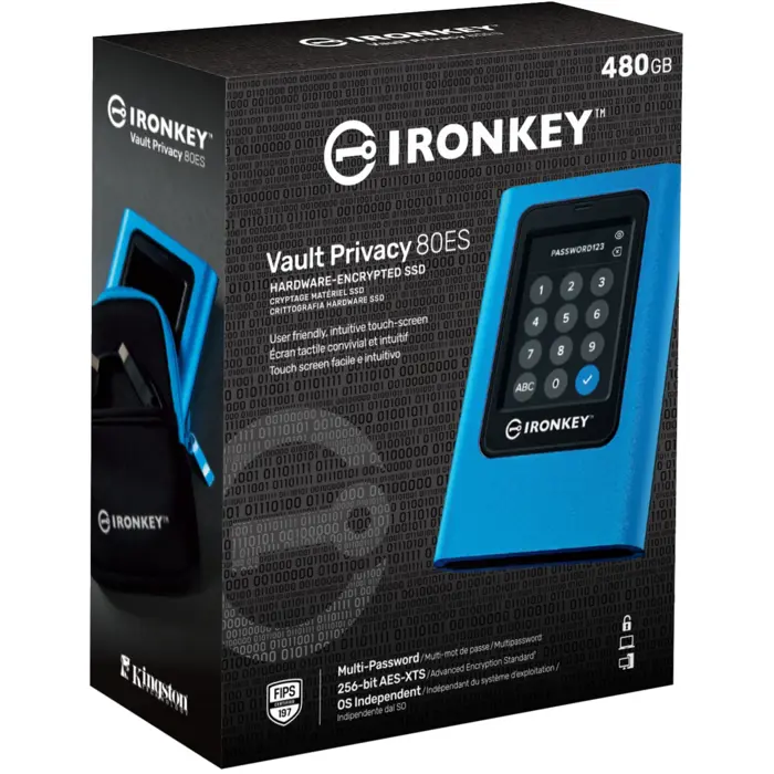 Kingston IronKey Vault Privacy 80 960 GB, External SSD (blue/black, USB-C 3.2 Gen 1 (5 Gbit/s))