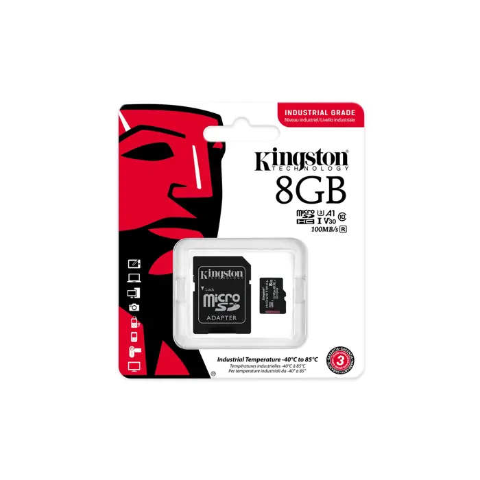 Kingston Technology Industrial 8 GB MicroSDHC UHS-I Class 10