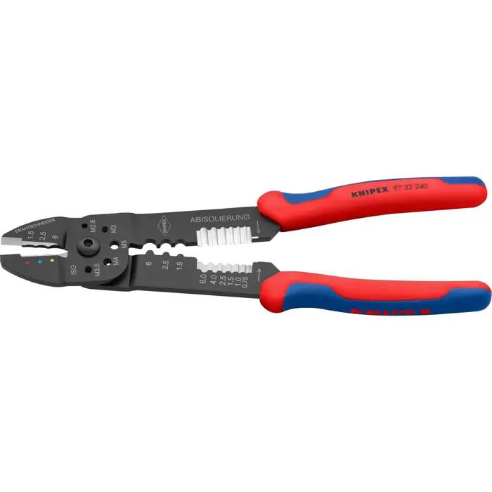 KNIPEX crimping pliers 97 32 240 (red/blue, stripping, crimping 0.5 - 6.0mm2)