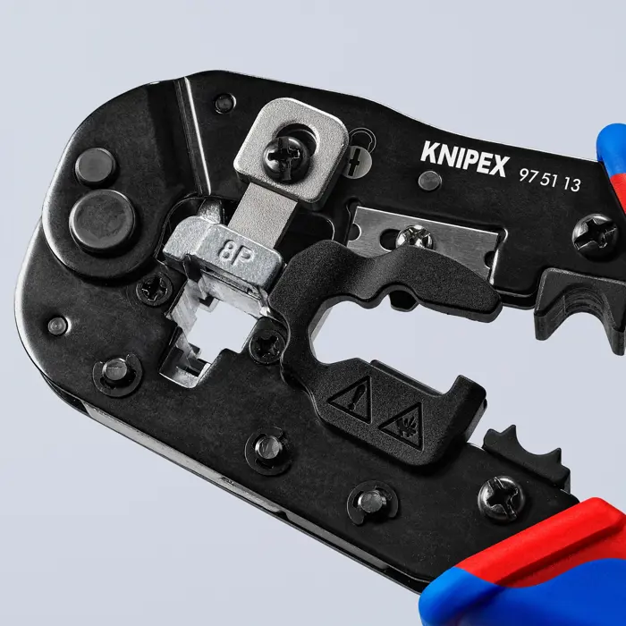 KNIPEX crimping pliers 97 51 13 for Western plugs (blue/red, for RJ-45 plugs)