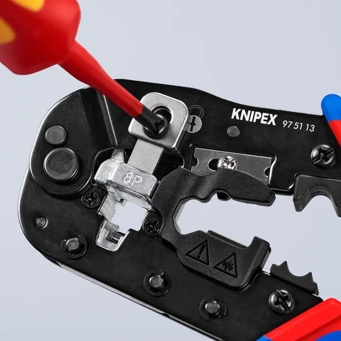KNIPEX crimping pliers 97 51 13 for Western plugs (blue/red, for RJ-45 plugs)