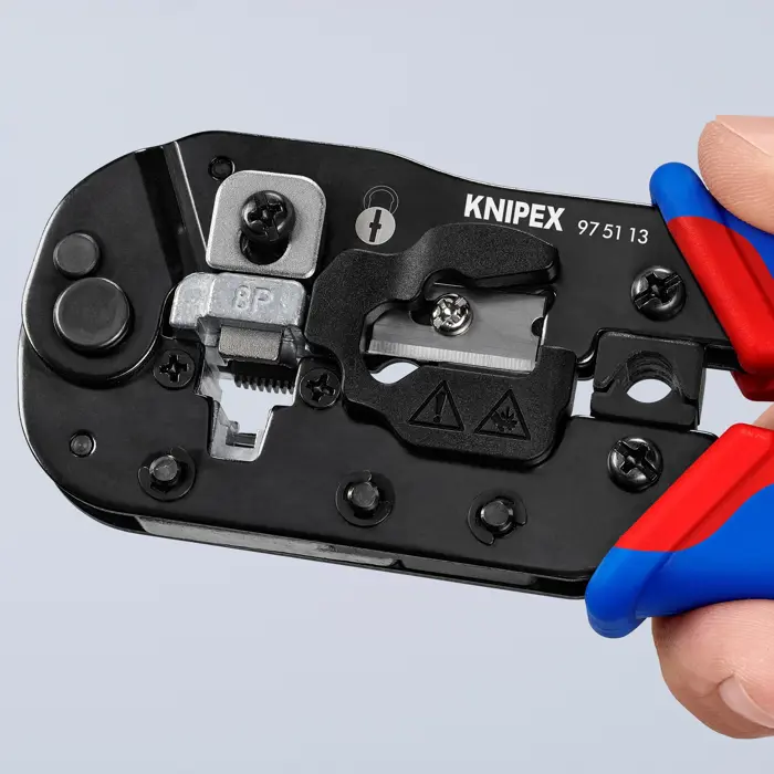 KNIPEX crimping pliers 97 51 13 for Western plugs (blue/red, for RJ-45 plugs)