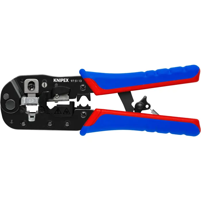 KNIPEX crimping pliers 97 51 13 for Western plugs (blue/red, for RJ-45 plugs)