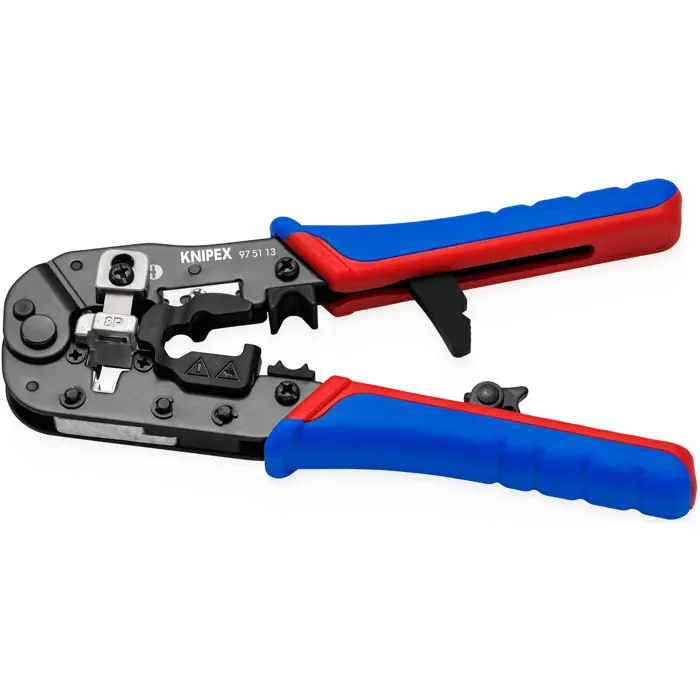 KNIPEX crimping pliers 97 51 13 for Western plugs (blue/red, for RJ-45 plugs)