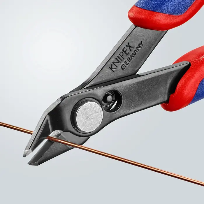 KNIPEX Electronic Super Knips 78 81 125, electronics pliers (red/blue, with opening spring and opening limitation)