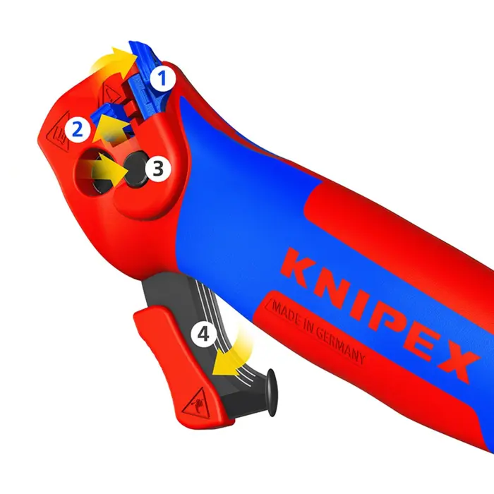 KNIPEX stripping knife 16 50 145 SB, stripping/stripping tool (red/blue, with ratchet function)