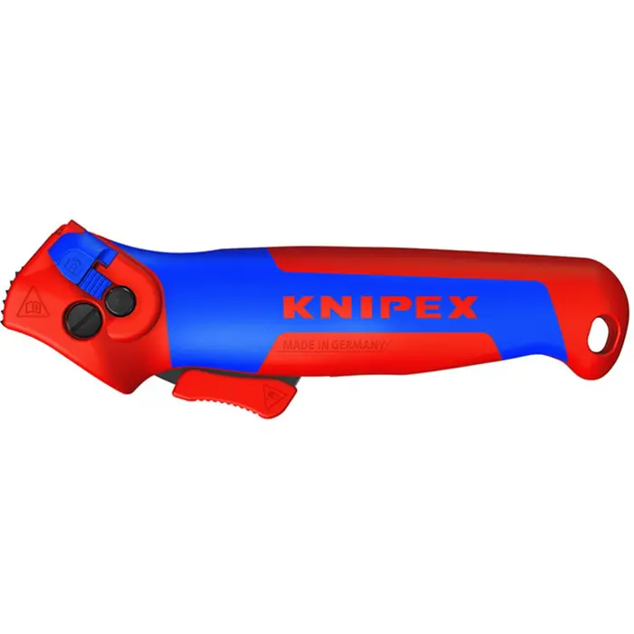KNIPEX stripping knife 16 50 145 SB, stripping/stripping tool (red/blue, with ratchet function)