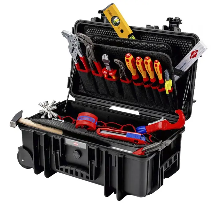 KNIPEX tool case "Robust26 Move" plumbing, 17-piece, tool set black, with tool assortment for plumbers