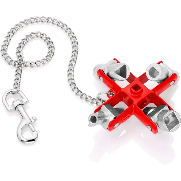 KNIPEX universal key 00 11 06, socket wrench (silver/red, for common cabinets and locking systems)