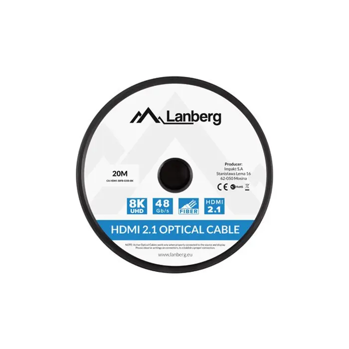 Lanberg CA-HDMI-30FB-0200-BK optical cable HDMI M/M 20m v2.1 8K AOC