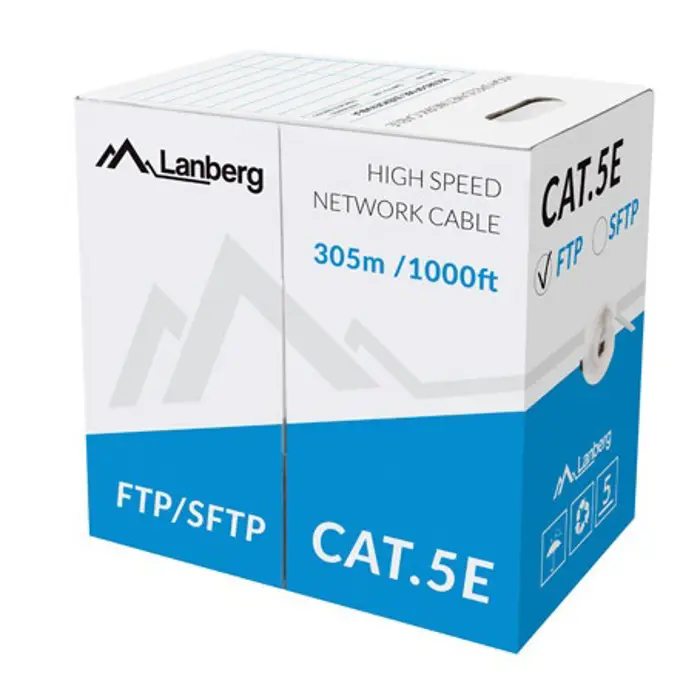 LANBERG CABLE FTP CAT.5E 305M CU WIRE GREY