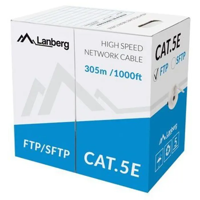 LANBERG CABLE SFTP CAT.5E 305M WIRE CU GRAY
