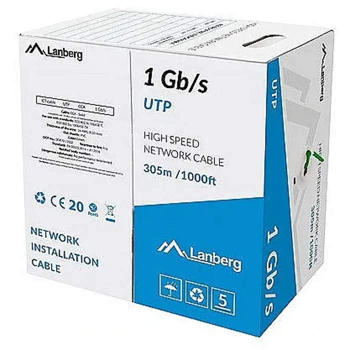 LANBERG UTP CABLE 1GB/S 305M WIRE CCA GREEN