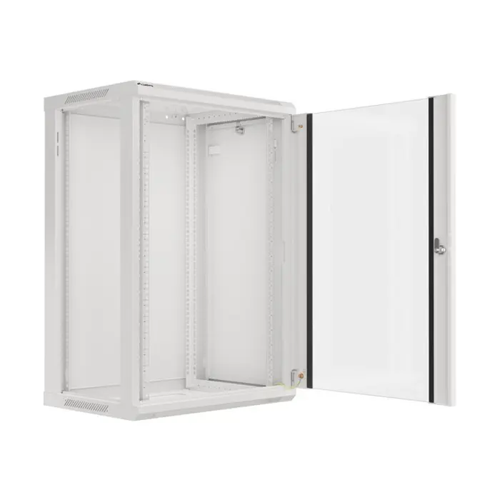 Lanberg wall-mounted installation rack cabinet 19'' 18U 600x450mm gray (glass door)