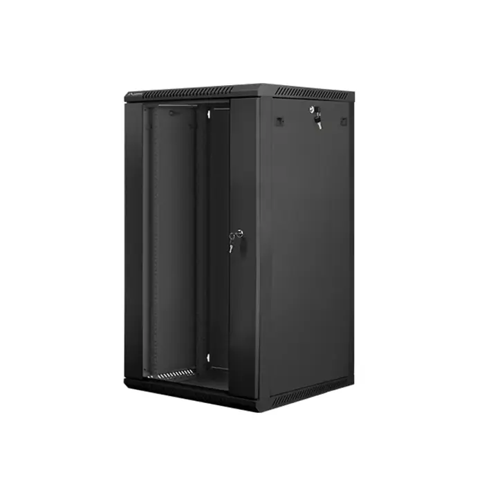Lanberg wall-mounted installation rack cabinet 19'' 22U 600x600mm black (glass door)