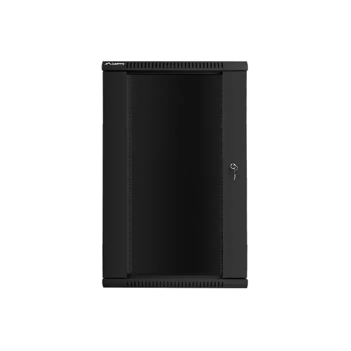 Lanberg wall-mounted installation rack cabinet 19'' 22U 600x600mm black (glass door)