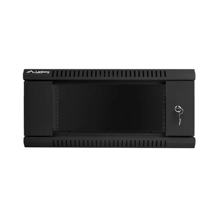Lanberg wall-mounted installation rack cabinet 19'' 4U 600x600mm black (glass door)