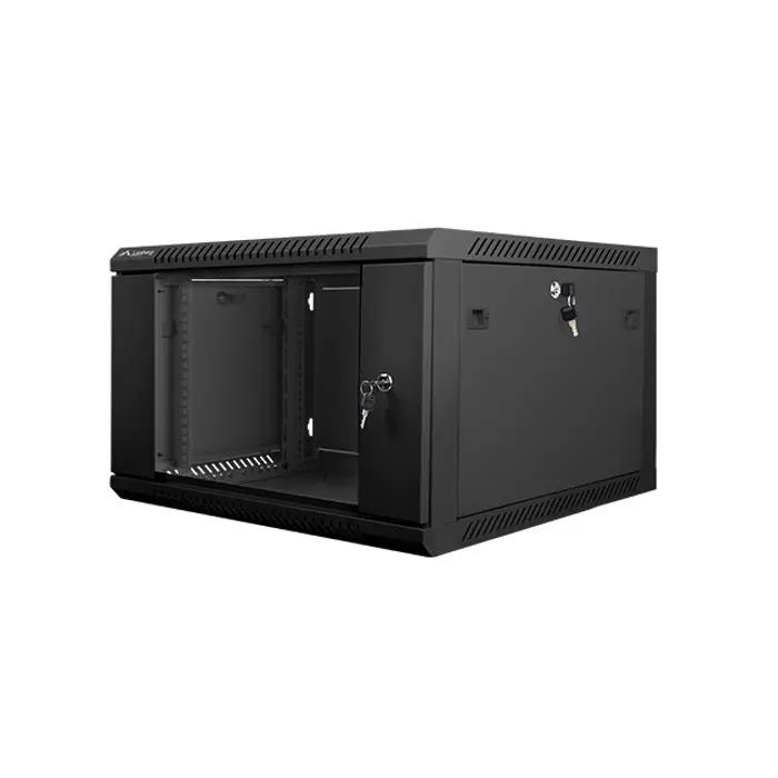 Lanberg wall-mounted installation rack cabinet 19'' 6U 600x600mm black (glass door)