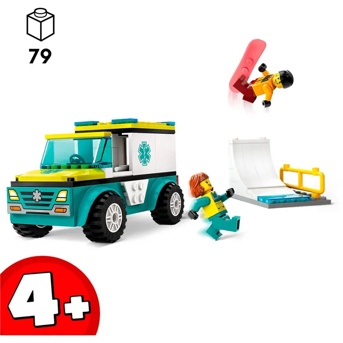 LEGO 60403 City Ambulance and Snowboarder Construction Toy