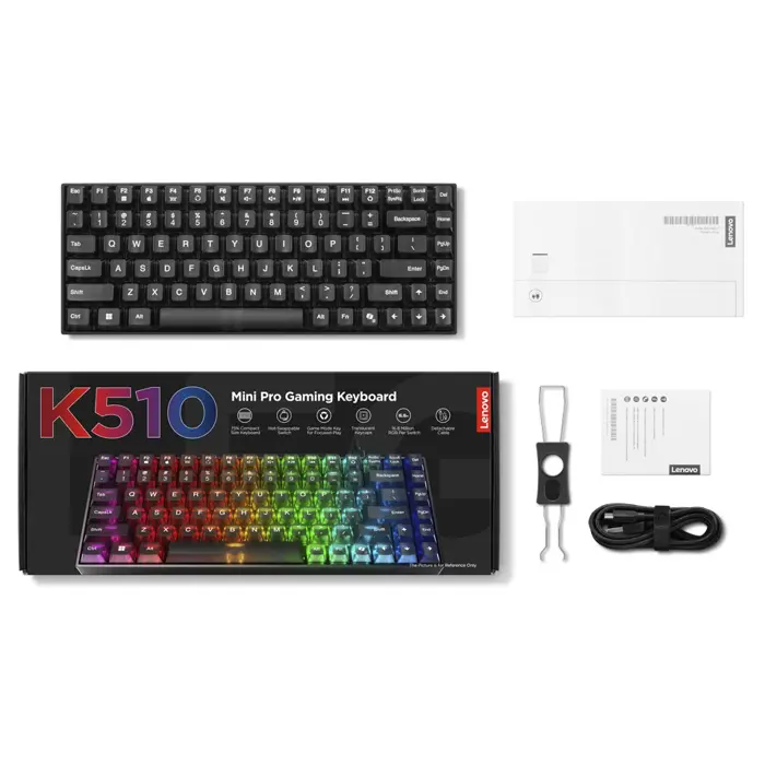Lenovo Legion K510 Mini Pro keyboard Gaming USB US English Black, Transparent