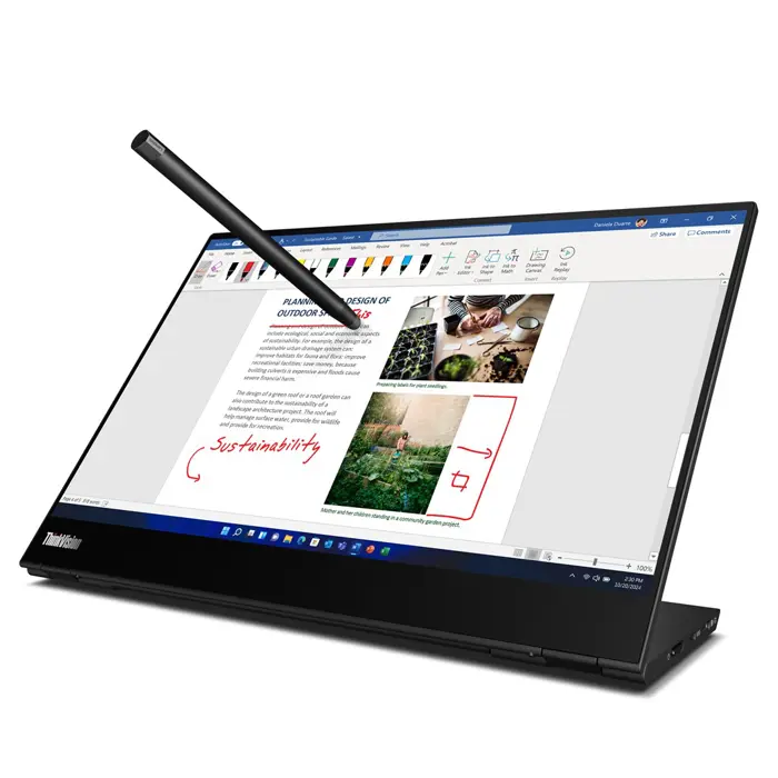 Lenovo ThinkVision M14t computer monitor 35.6 cm (14") 2240 x 1400 pixels 2.2K LED Touchscreen Black