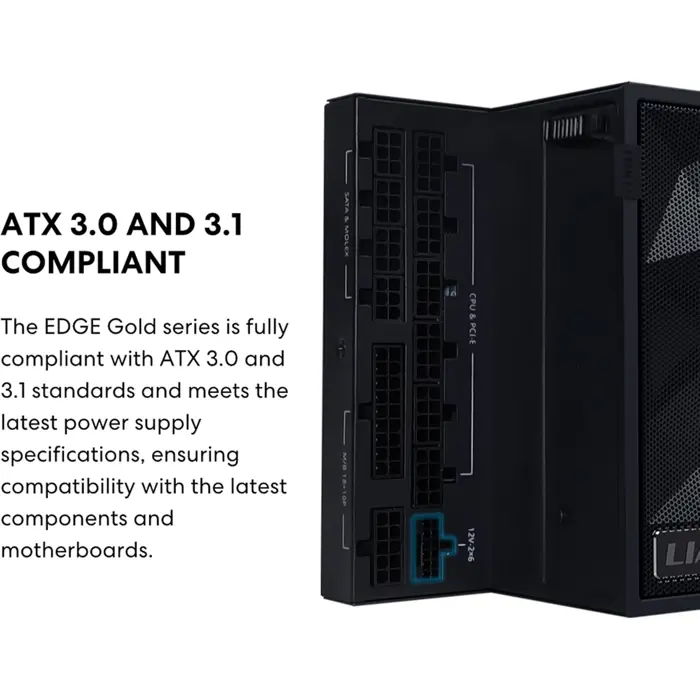 Lian Li EDGE GOLD 1000 80 PLUS Gold napajanje, PCIe 5.1, ATX 3.1 - 1.000 Watt, black, inkl. USB-Hub-EG1000G BLACK