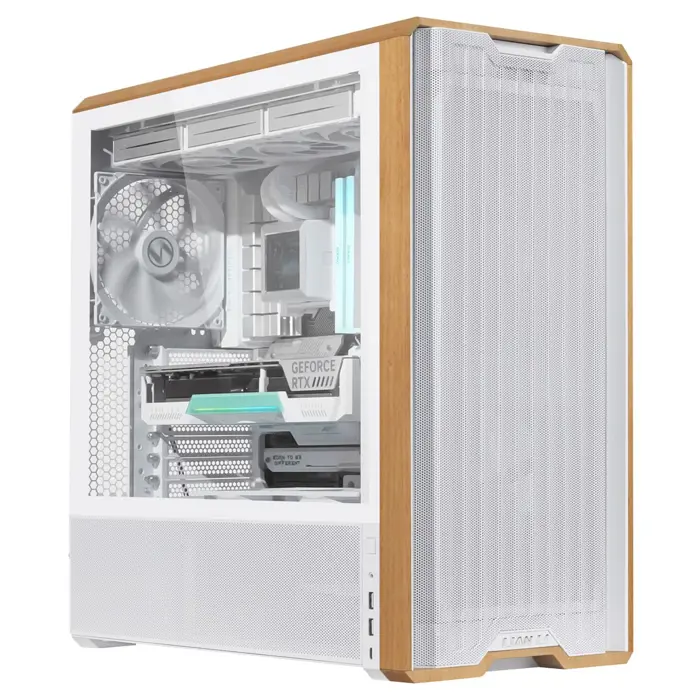 Lian Li Lancool LAN217W computer case Midi Tower White, Wood