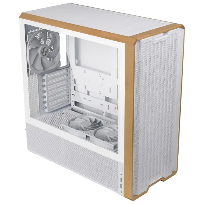 Lian Li Lancool LAN217W computer case Midi Tower White, Wood