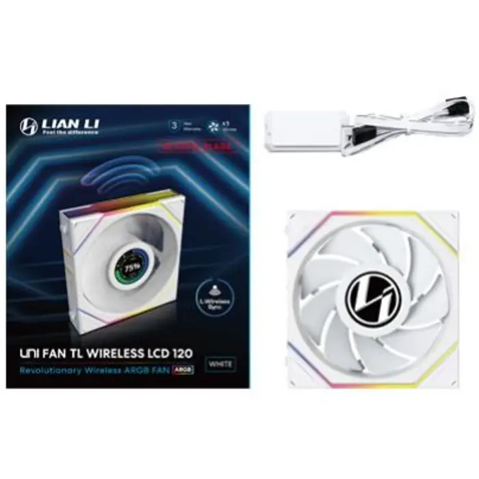 Lian Li UNI FAN TL Wireless LCD Fan, ARGB, PWM - Reverse Blade, 120 mm, white