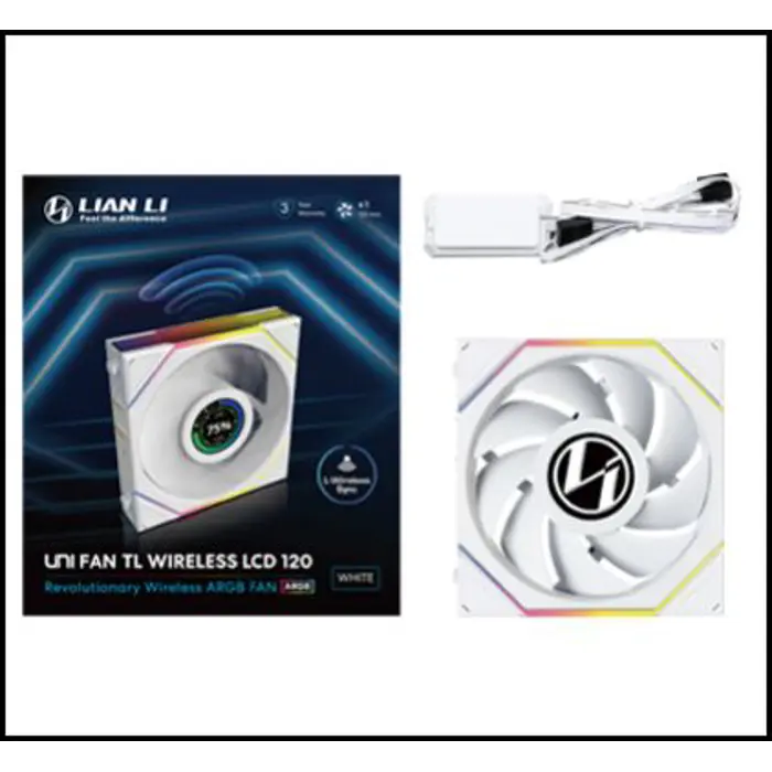 Lian Li UNI FAN TL Wireless LCD Lüfter, ARGB, PWM - 120 mm, white-12TLLCD1W1W