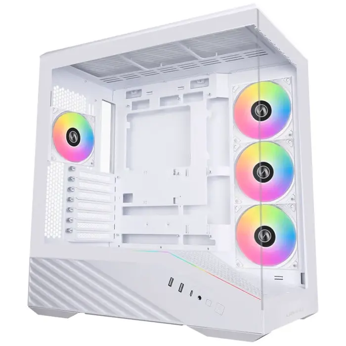 Lian Li Vector V100 PC-Gehäuse, Midi-Tower, ATX, RGB, Tempered Glass - white-G99.V100RW.00
