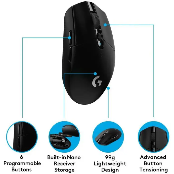 Logitech mouse G305 LIGHTSPEED Wireless Gaming, black