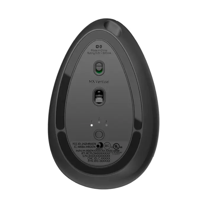 Logitech MX Vertical Advanced Ergonomic bežični optički miš, USB, grafit (910-005448)