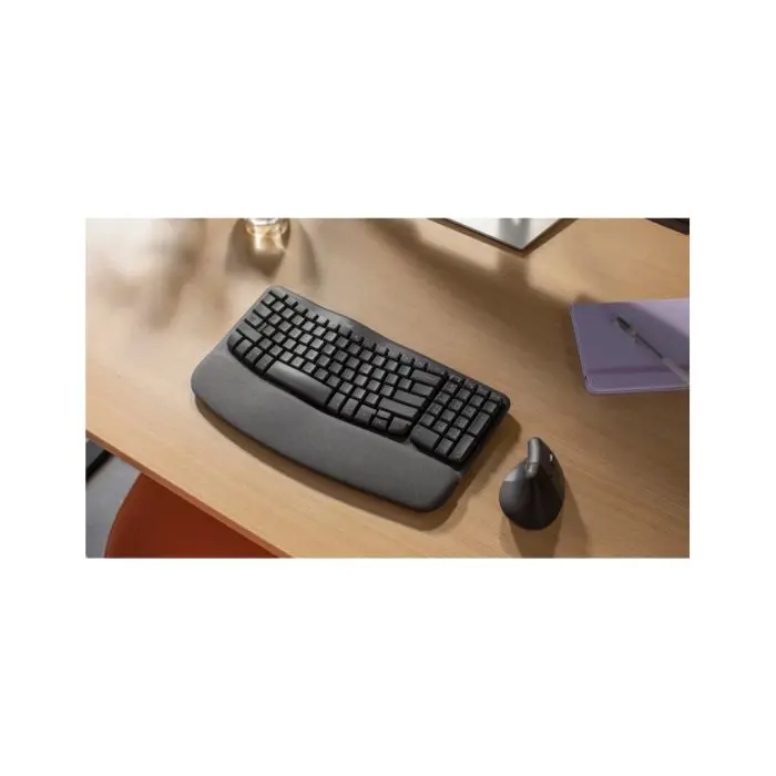 Logitech wireless keyboard ergonomic Wave Keys black SLO engraving