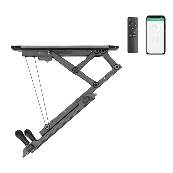 Maclean electric ceiling mount for TV, TUYA support, max VESA 600x400, for sloping walls, remote control, 32"-70", 35kg, MC-880T