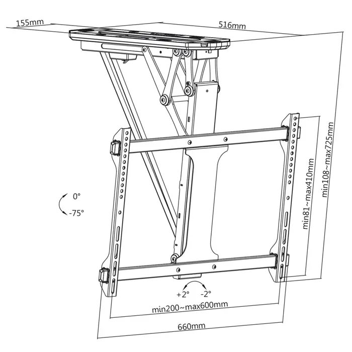 Maclean MC-880 Electric Ceiling TV Mount, 32"-70" 35kg max + Remote Control max VESA 600x411