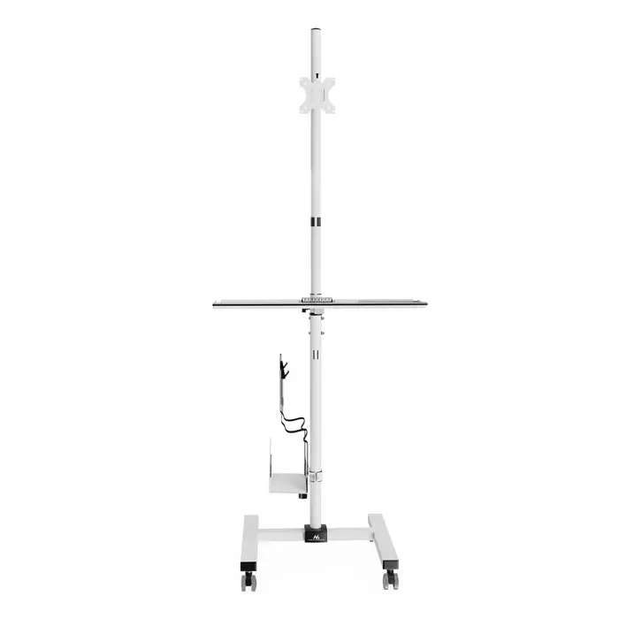 Maclean professional stand trolley, mobile computer workstation on wheels, max 17"-32", max 20kg, MC-793 W