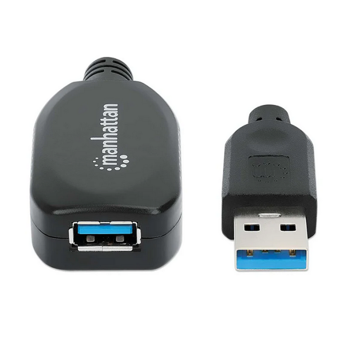 Manhattan USB 3.0 aktivni produžni kabel, 5m, crni
