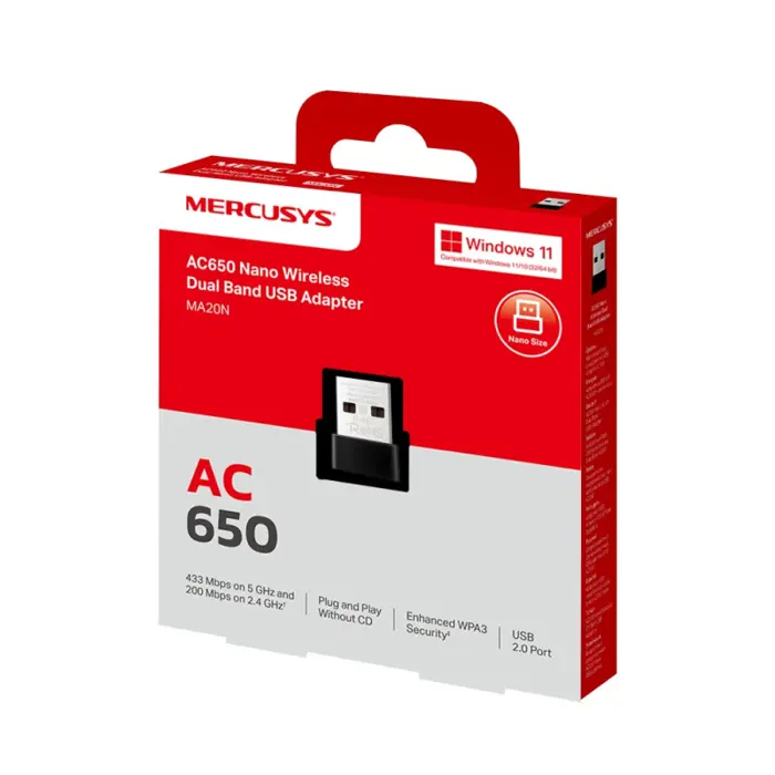 MERCUSYS AC650 Nano Wireless Dual Band USB Adapter