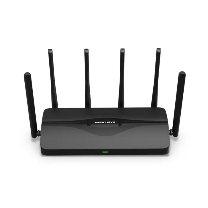 Mercusys BE9300 bežični usmjerivač (Tri-Band Wi-Fi 7 Router) 574Mbps/2880Mbps/5760Mbps (2.4GHz/5GHz/6GHz), 802.11be/ax/ac/a/b/g/n, 3×G-LAN, 1×G-WAN, 6x fiksne omni-direkcione antene 