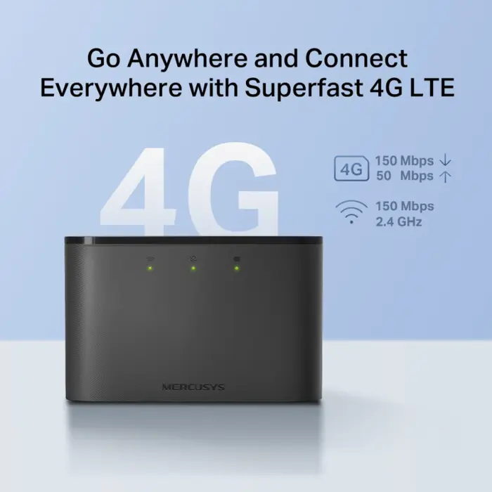 MERCUSYS MT110 150Mbps 4G LTE Mobile Wi-Fi, 150 Mbps (2.4 GHz) 4G Cat4 150/50 Mbps