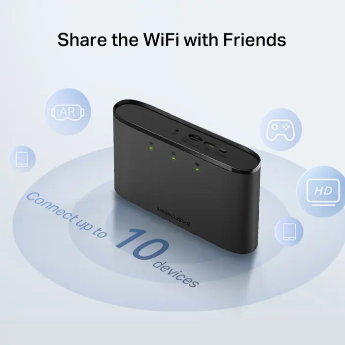 MERCUSYS MT110 150Mbps 4G LTE Mobile Wi-Fi, 150 Mbps (2.4 GHz) 4G Cat4 150/50 Mbps