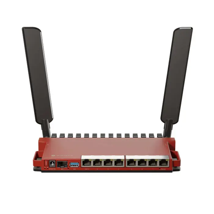 Mikrotik L009UiGS-2HaxD-IN, 800MHz CPU, 512MB RAM, 8×G-LAN, 1×2.5G SFP, 2.4 GHz 802.11b/g/n/ax dual-chain, 4dBi 2.4GHz eksterne antene , USB, desktop kučište, PSU, RouterOS L5