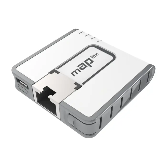 Mikrotik RBmAPL-2nD, mAP lite, 650Mhz CPU, 64MB RAM, 1×LAN, built-in Dual Chain 2.4Ghz 802.11bgn sa integriranim antenama, RouterOS L4, plastično kućište, PSU
