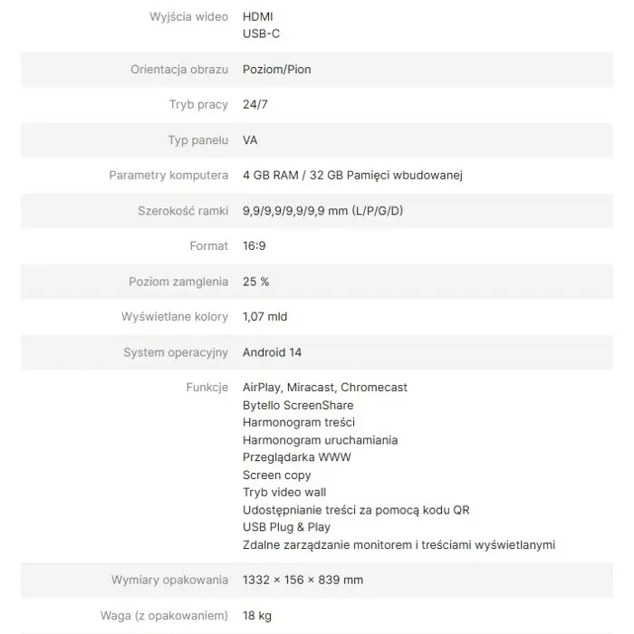 Monitor informacyjny Avtek DS2 55