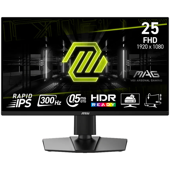MSI MAG 255PXF, 24.5", Rapid IPS, FHD, 300Hz, AMD FreeSync Premium, HDR Ready, Display Port, HDMI, Headphone Jack, Speakers, Tilt, Pivot, Swivel, Height Adjustment