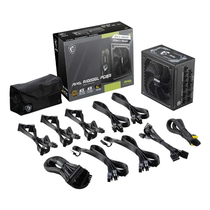 MSI MAG A1000GL PCIE5 power supply unit 1000 W 24-pin ATX ATX Black