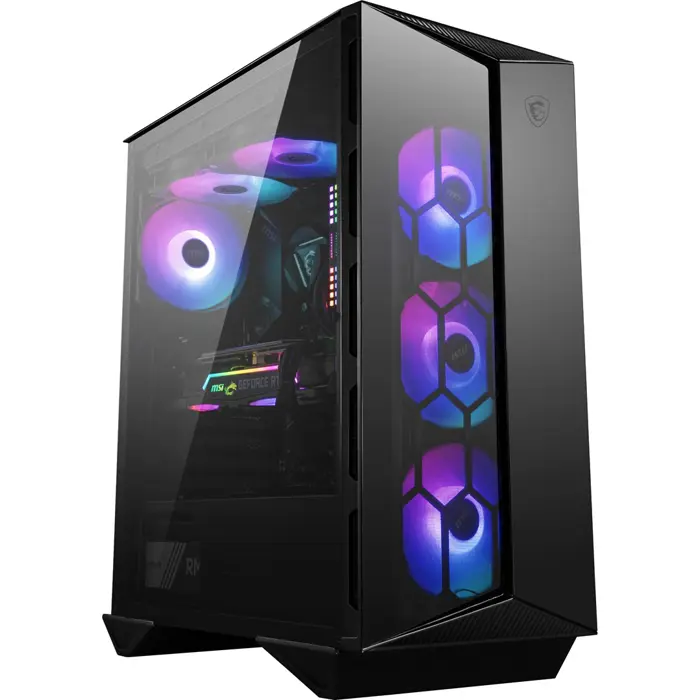 MSI MPG GUNGNIR 110R Mid Tower Gaming Computer Case Black, USB 3.2 Gen2 Type C, 4x 120mm ARGB Fan, Mystic Light Sync, 1 to 6 ARGB Control board, 2x Tempered Glass Panels, ATX, mATX, mini-ITX